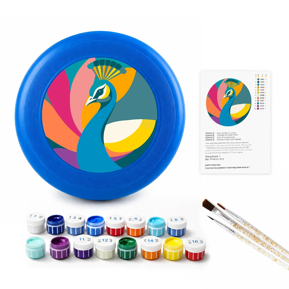 
Paint by Numbers - Frisbee | Colorful Peacock