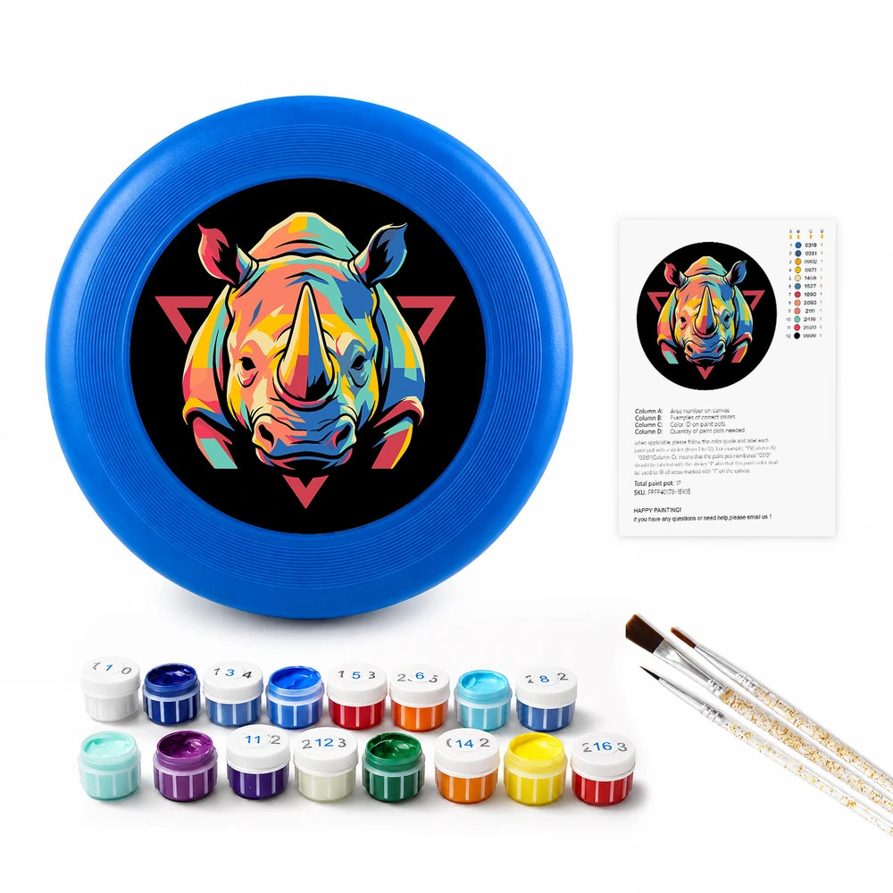 Paint by Numbers - Frisbee | Colorful Rhino Emblem