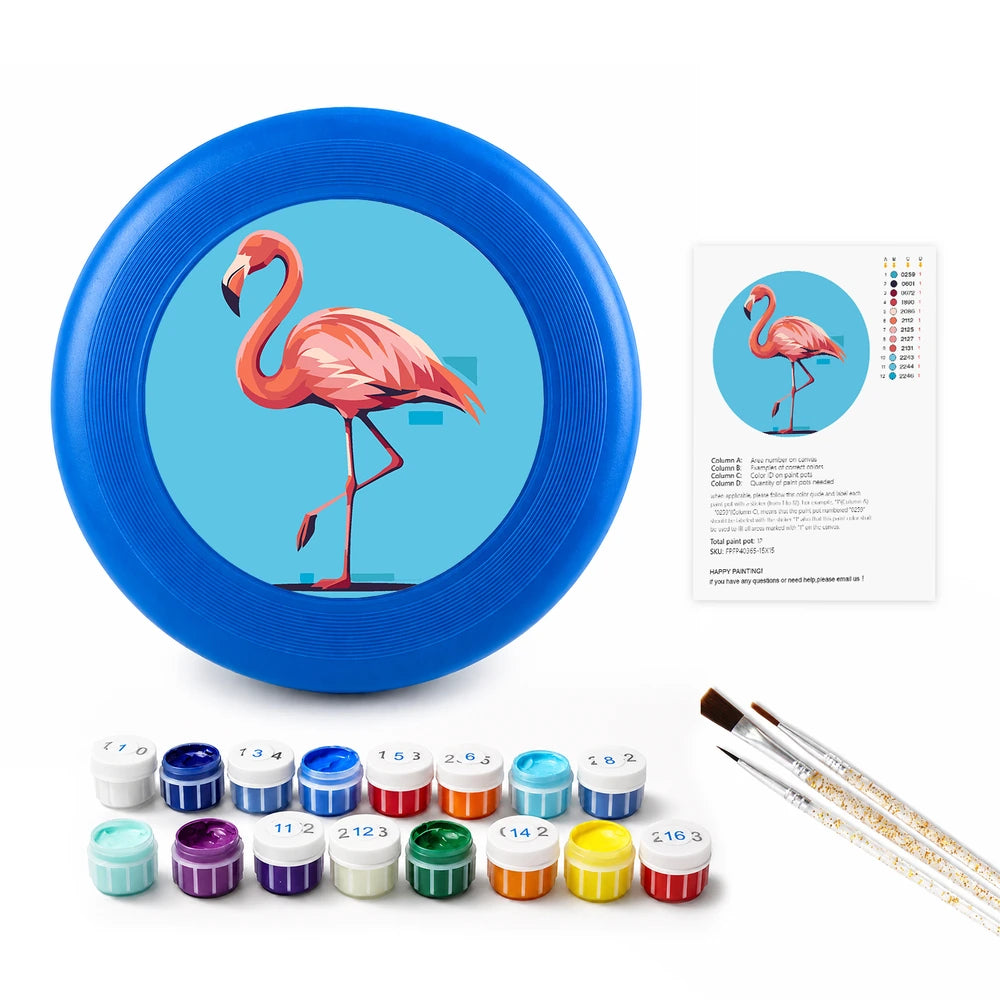 
Paint by Numbers - Frisbee | Flamingo on Blue