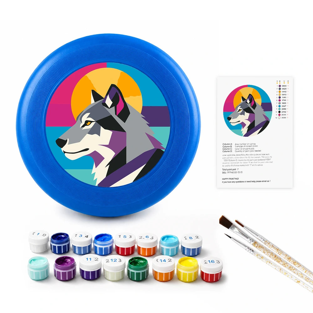 Paint by Numbers - Frisbee | Geometric Wolf Head
