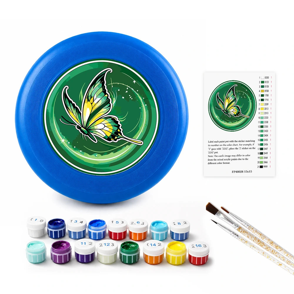 
Paint by Numbers - Frisbee | Golden Butterfly on Green