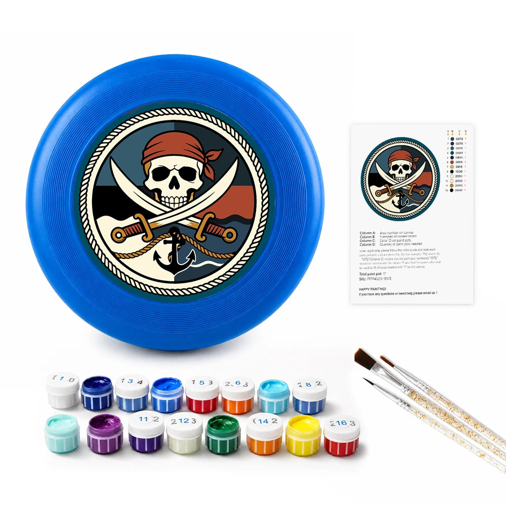 Paint by Numbers - Frisbee | Pirate Skull and Swords