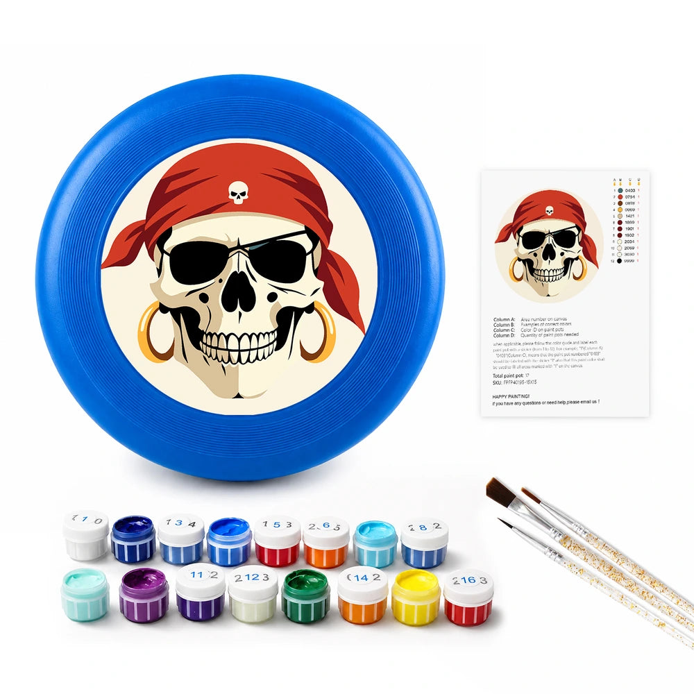 Paint by Numbers - Frisbee | Pirate Skull in Red