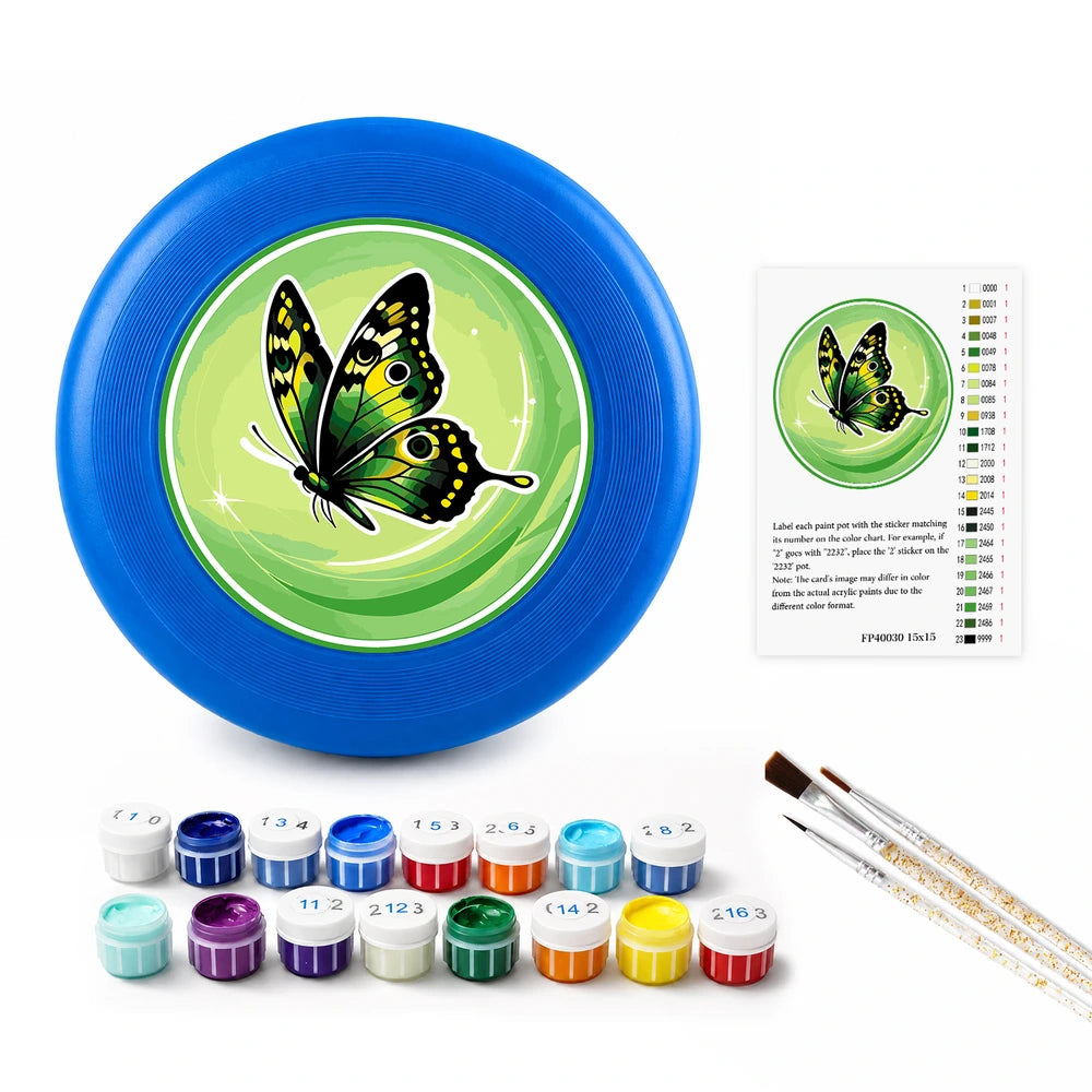 
Paint by Numbers - Frisbee | Spotted Butterfly in Green