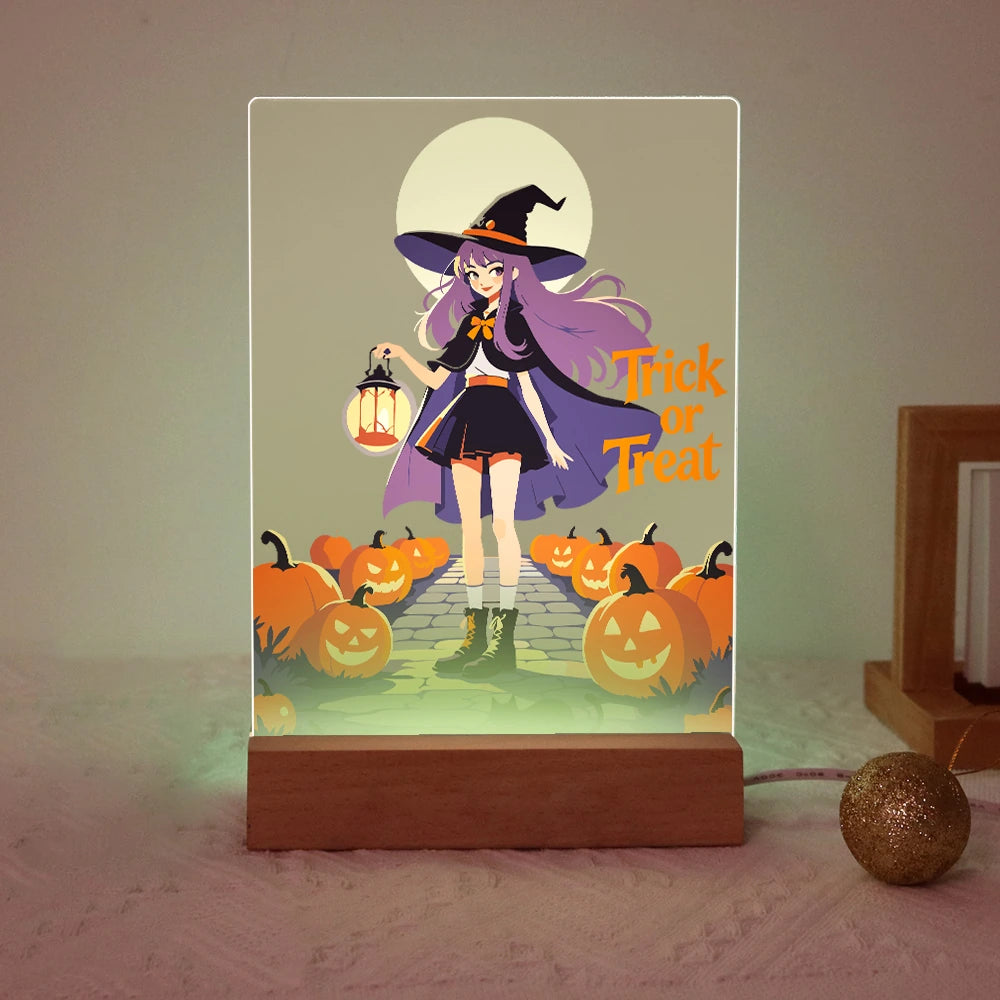 Paint by Numbers - Halloween Light | Witch with Lantern at Full Moon