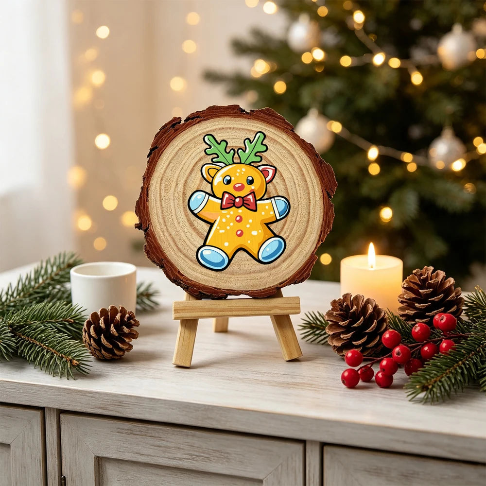 
Paint by Numbers - Wood Slice | Gingerbread Reindeer