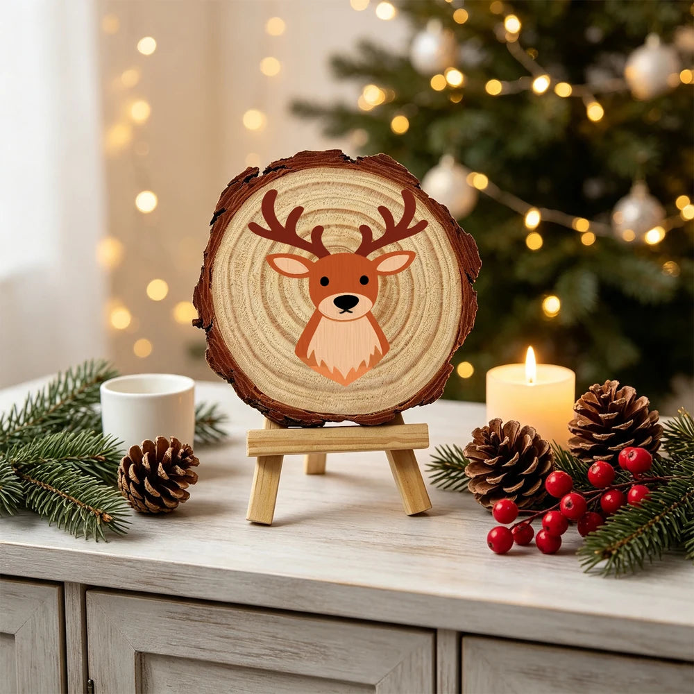
Paint by Numbers - Wood Slice | Reindeer Face