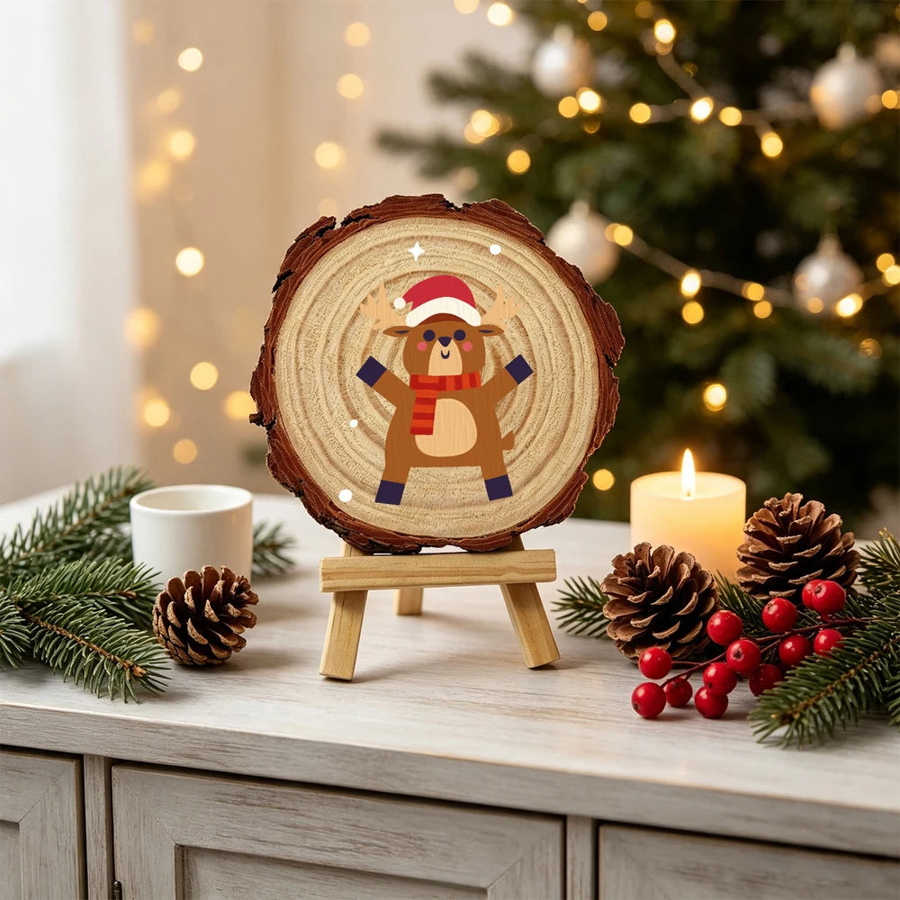 
Paint by Numbers - Wood Slice | Reindeer in a Scarf