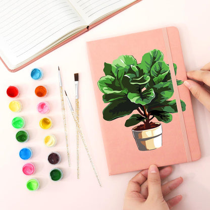 Paint by Numbers Hardcover Journal Notebook - Potted Plant