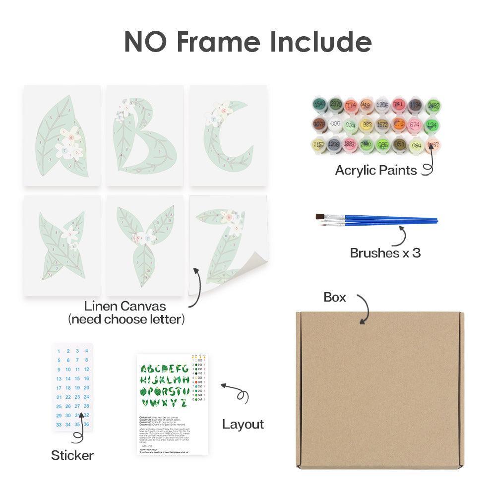 Paint by Numbers – Alphabet Painting Kit | A to Z Leafy Green Letters
