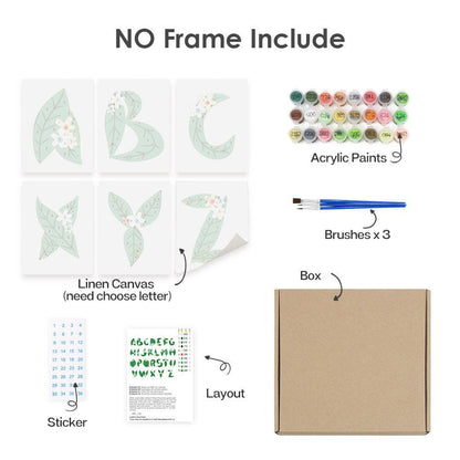 Paint by Numbers – Alphabet Painting Kit | A to Z Leafy Green Letters