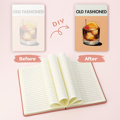Paint by Numbers Hardcover Journal Notebook - Old Fashioned Cocktail