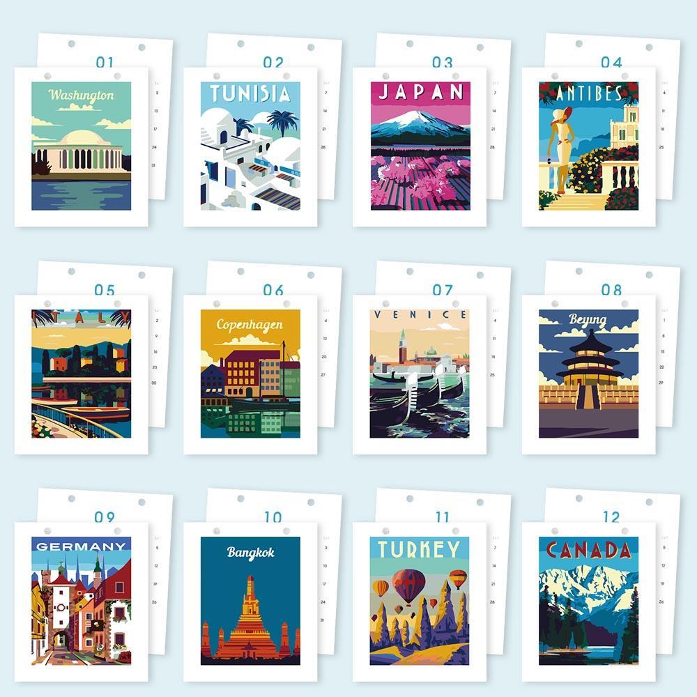 Paint by Numbers - 2026 Desk Calendar - Postcards of the World