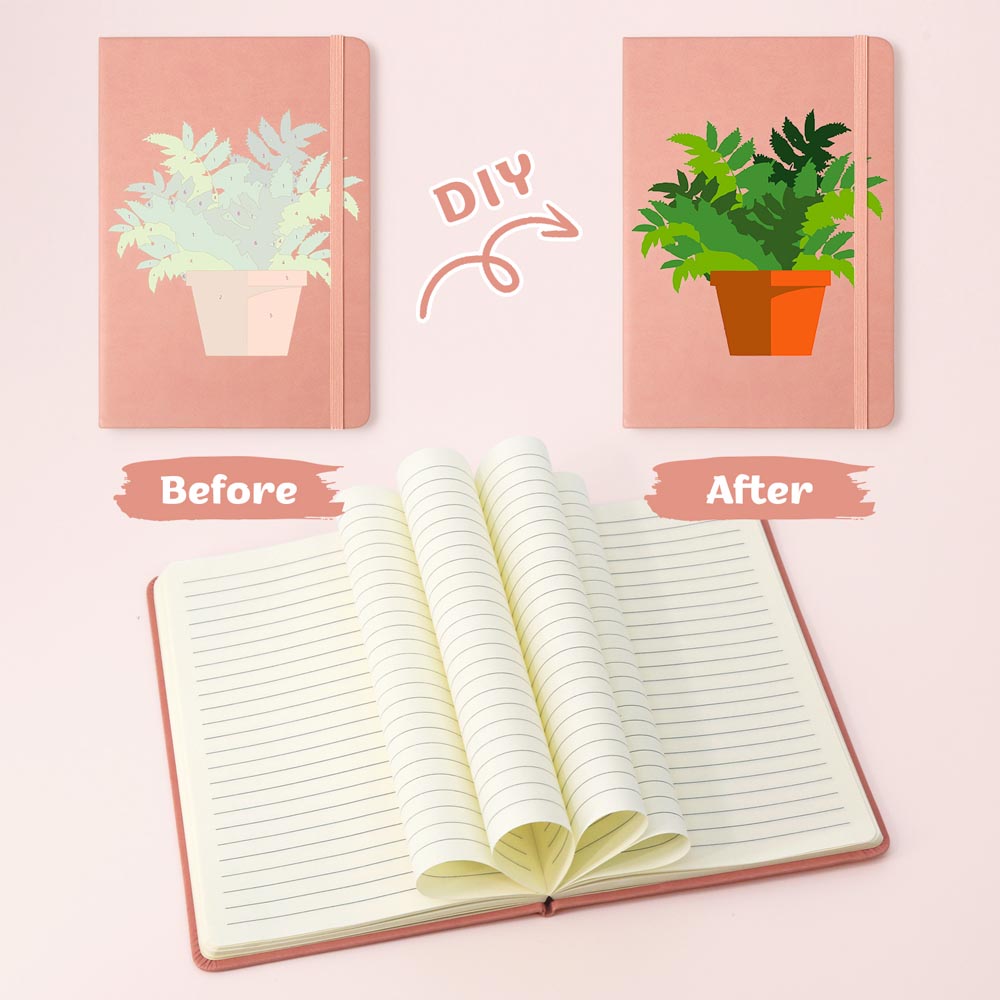 Paint by Numbers Hardcover Journal Notebook - Green Potted Plant