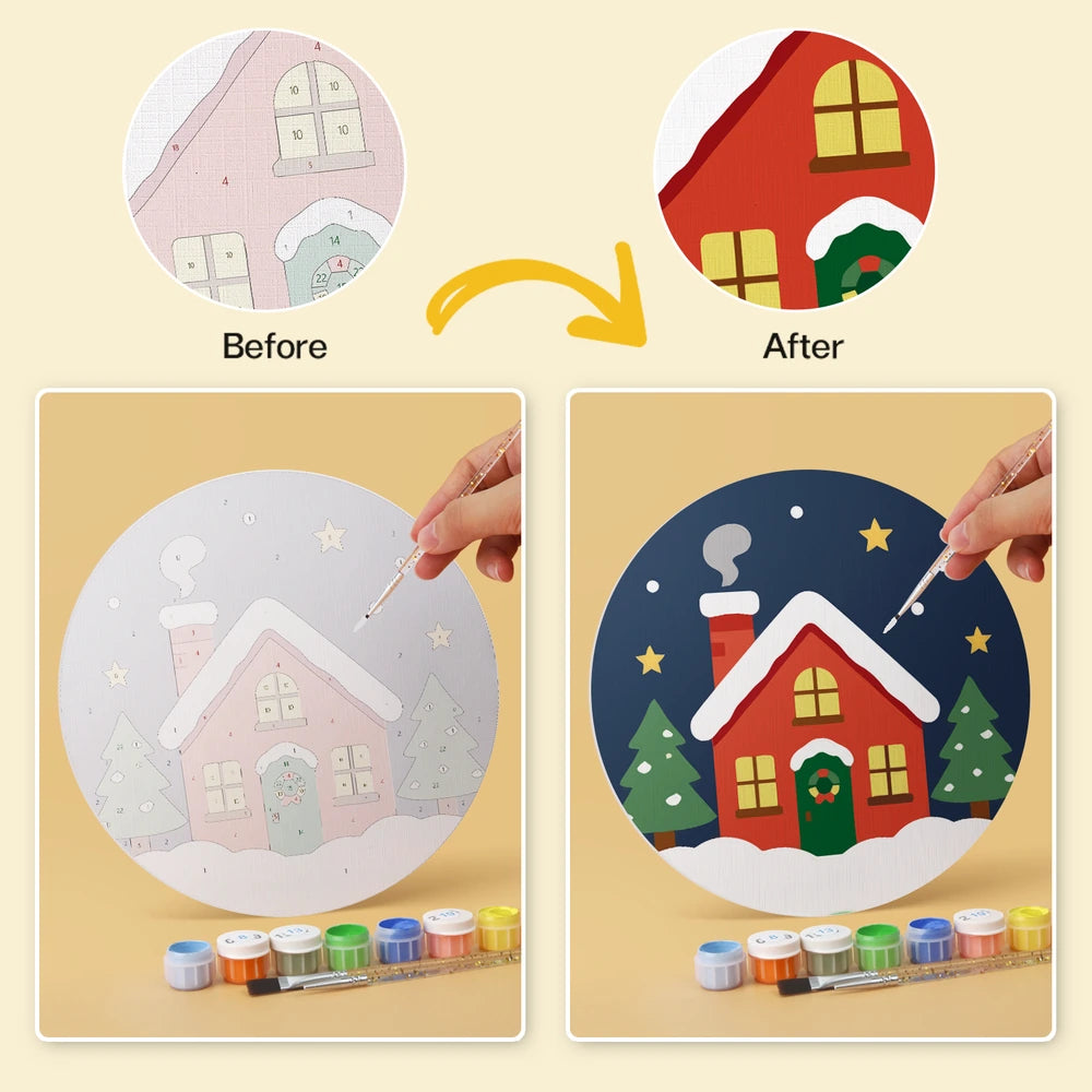 Paint by Numbers – 6 Mini Paintings | Classic Christmas Rounds (Round)