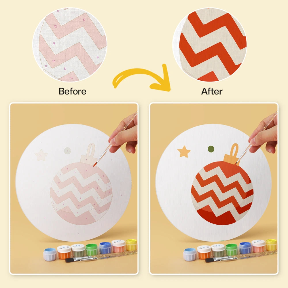 
Paint by Numbers – 6 Mini Paintings | Classic Christmas Symbols (Round)
