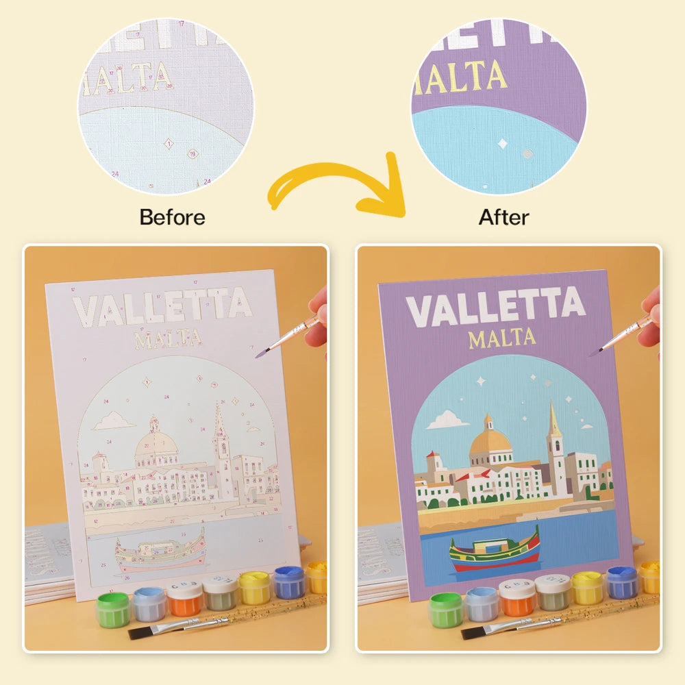 
Paint by Numbers – 6 Mini Paintings | Mediterranean Travel Posters