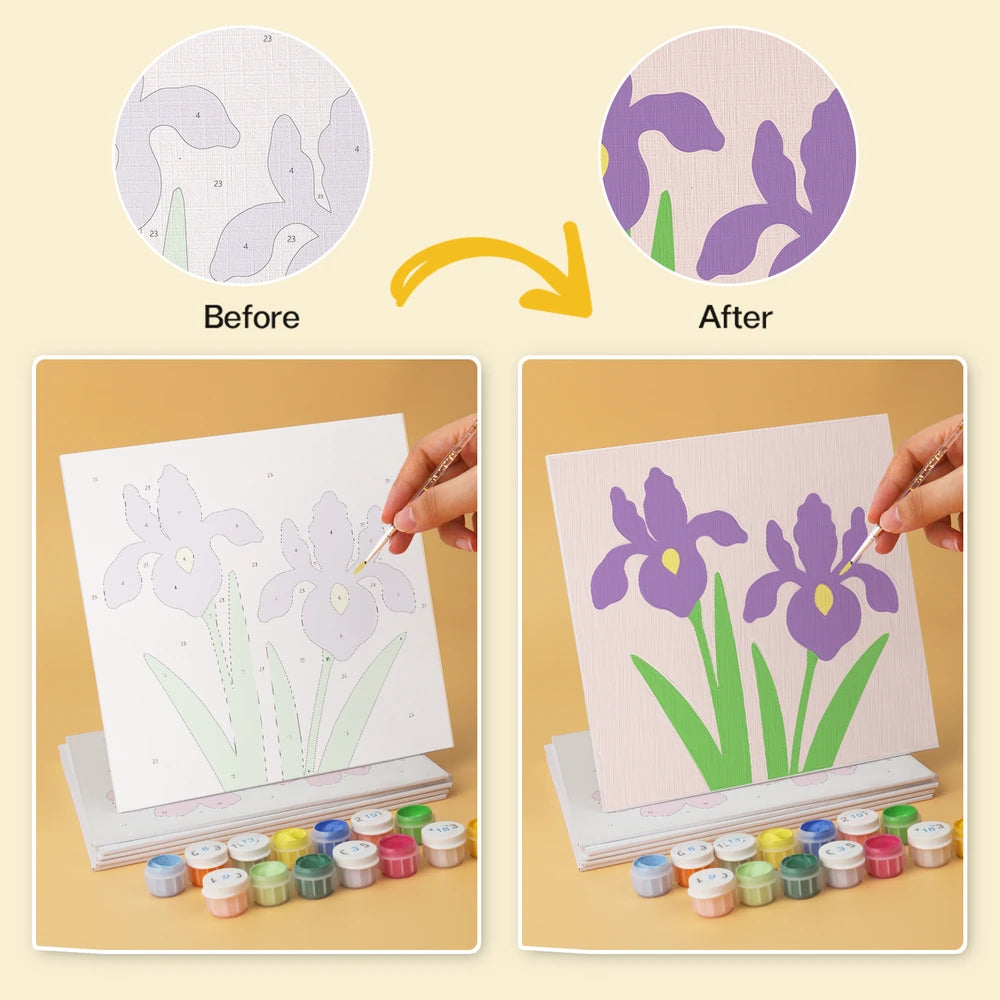 Paint by Numbers – 6 Mini Paintings | Simple Garden Blooms (Square)