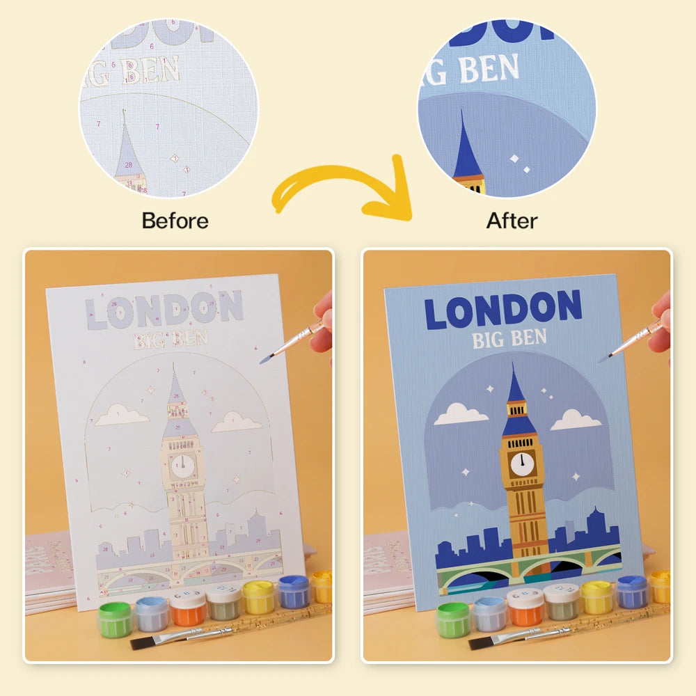 Paint by Numbers – 6 Mini Paintings | World Landmark Travel Posters