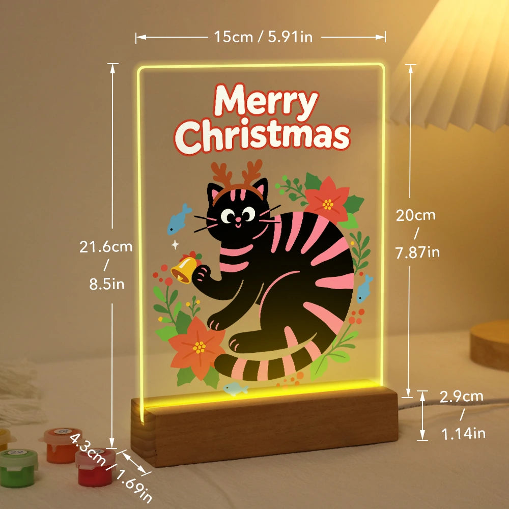 Paint by Numbers - Christmas Light | Black Cat with Jingle Bell