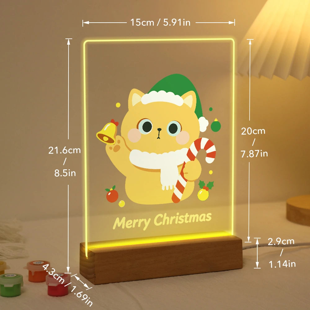 Paint by Numbers - Christmas Light | Cat with Bell and Green Hat