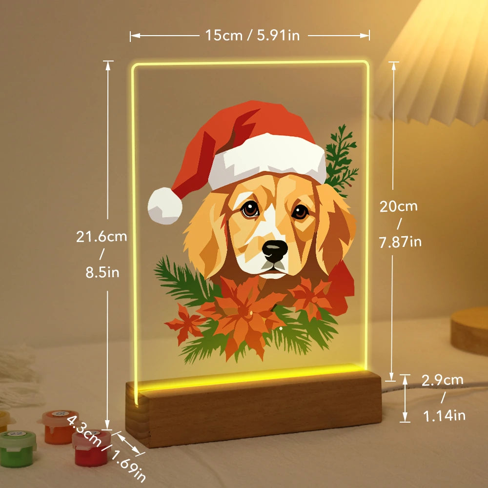 Paint by Numbers - Christmas Light | Golden Retriever in a Santa Hat