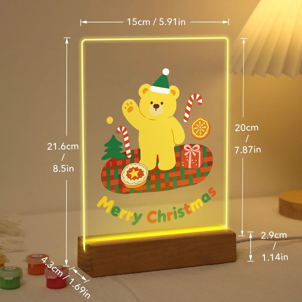 Paint by Numbers - Christmas Light | Waving Teddy on a Log