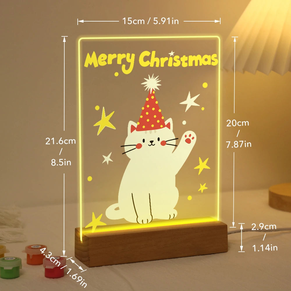 Paint by Numbers - Christmas Light | White Cat in a Party Hat