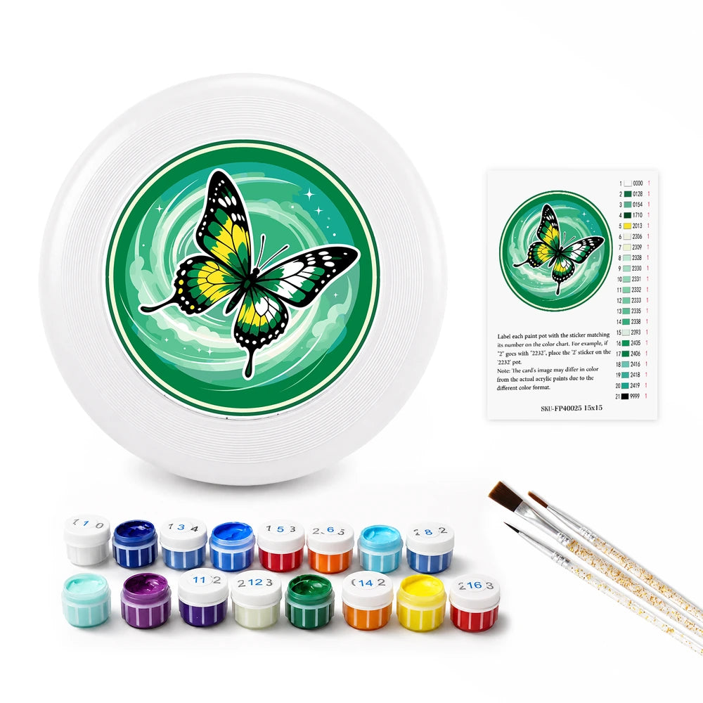 
Paint by Numbers - Frisbee | Butterfly on Green Swirl