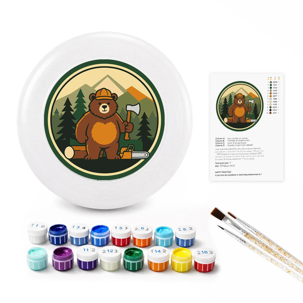 
Paint by Numbers - Frisbee | Camping Bear with an Axe