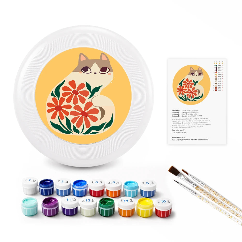 Paint by Numbers - Frisbee | Cat Among Red Flowers