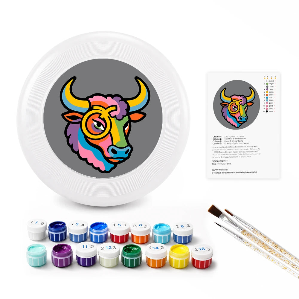 
Paint by Numbers - Frisbee | Colorful Bull Head