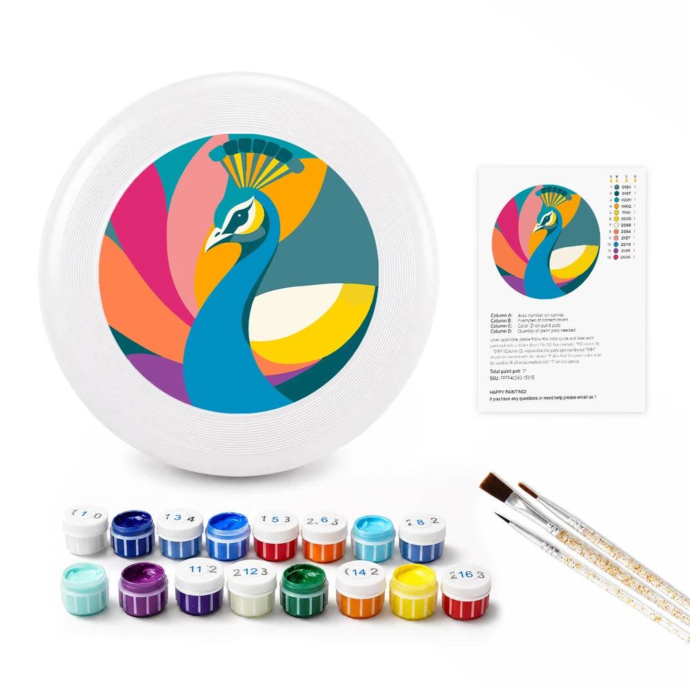 
Paint by Numbers - Frisbee | Colorful Peacock