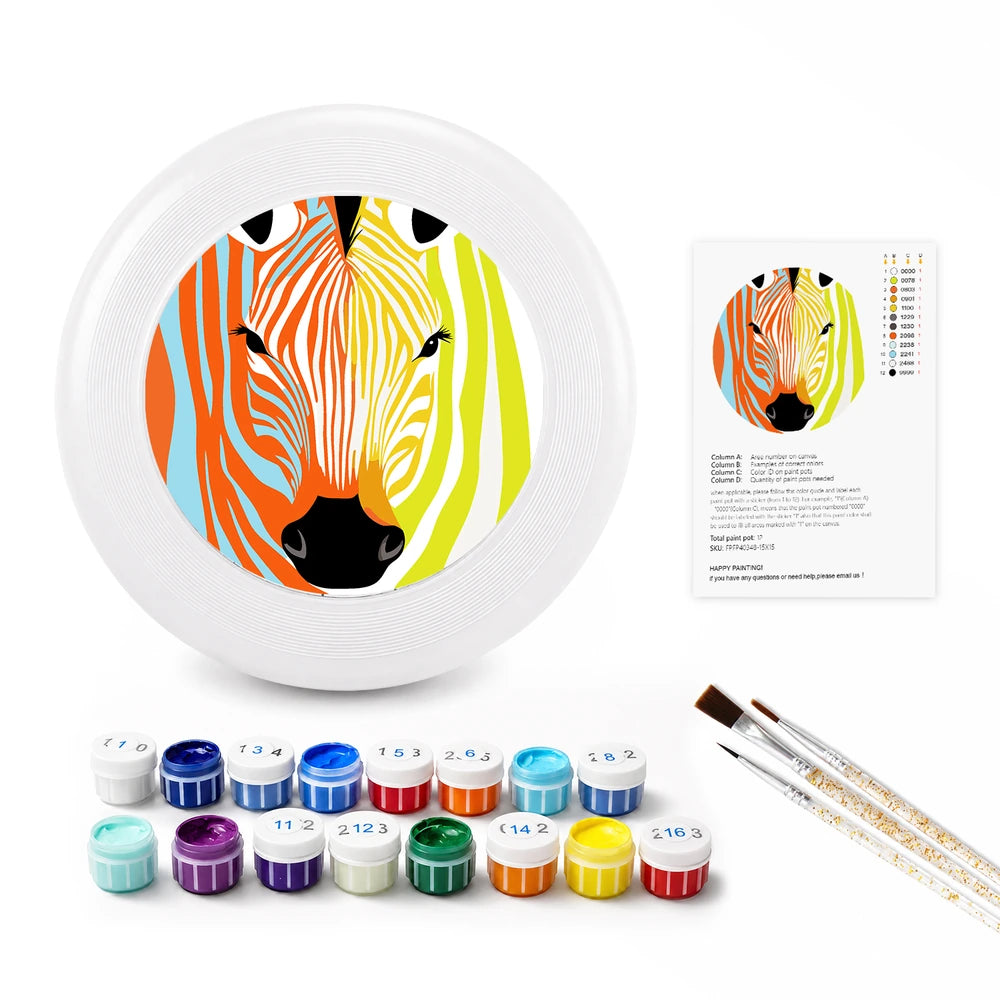 Paint by Numbers - Frisbee | Colorful Zebra Face