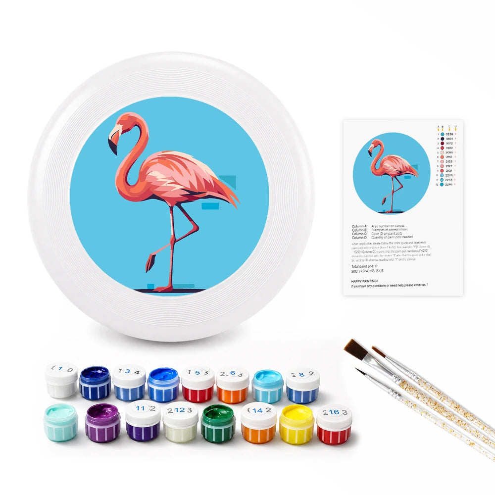 Paint by Numbers - Frisbee | Flamingo on Blue