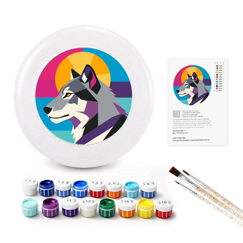 
Paint by Numbers - Frisbee | Geometric Wolf Head