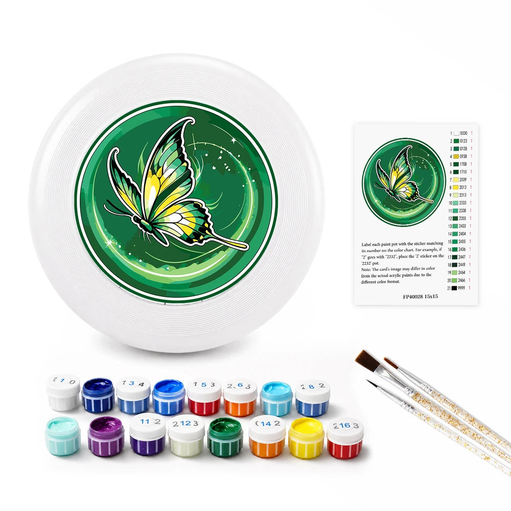 
Paint by Numbers - Frisbee | Golden Butterfly on Green