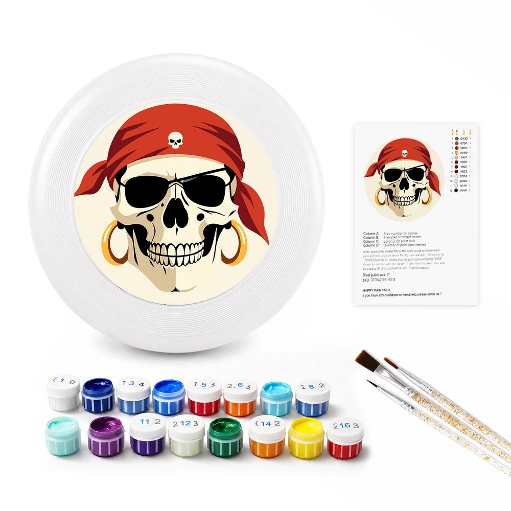 
Paint by Numbers - Frisbee | Pirate Skull in Red