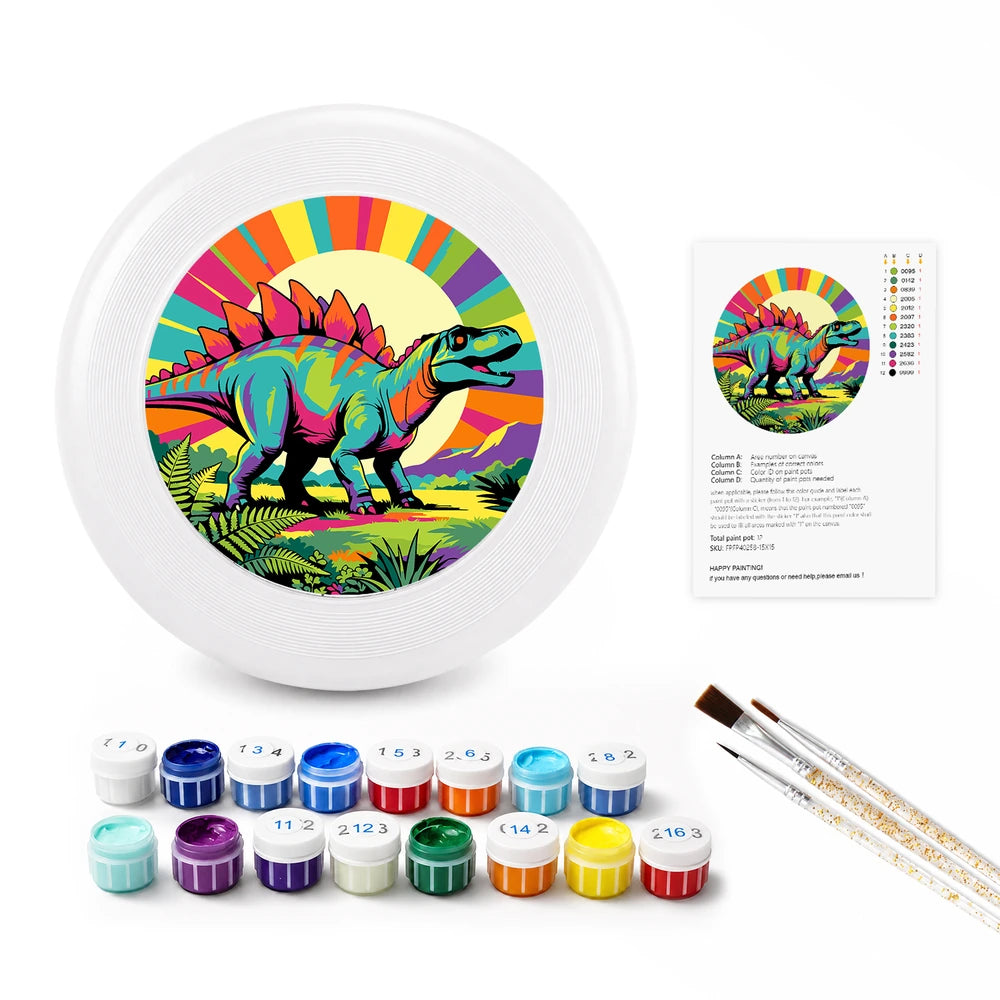 
Paint by Numbers - Frisbee | Rainbow Stegosaurus