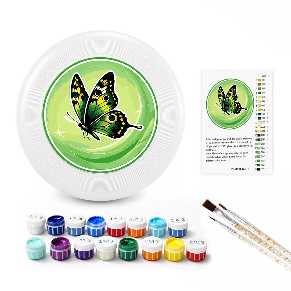 
Paint by Numbers - Frisbee | Spotted Butterfly in Green