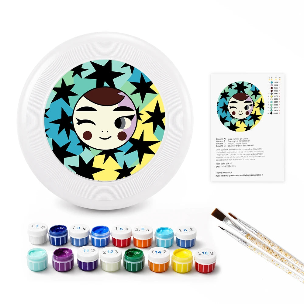 
Paint by Numbers - Frisbee | Winking Girl with Stars
