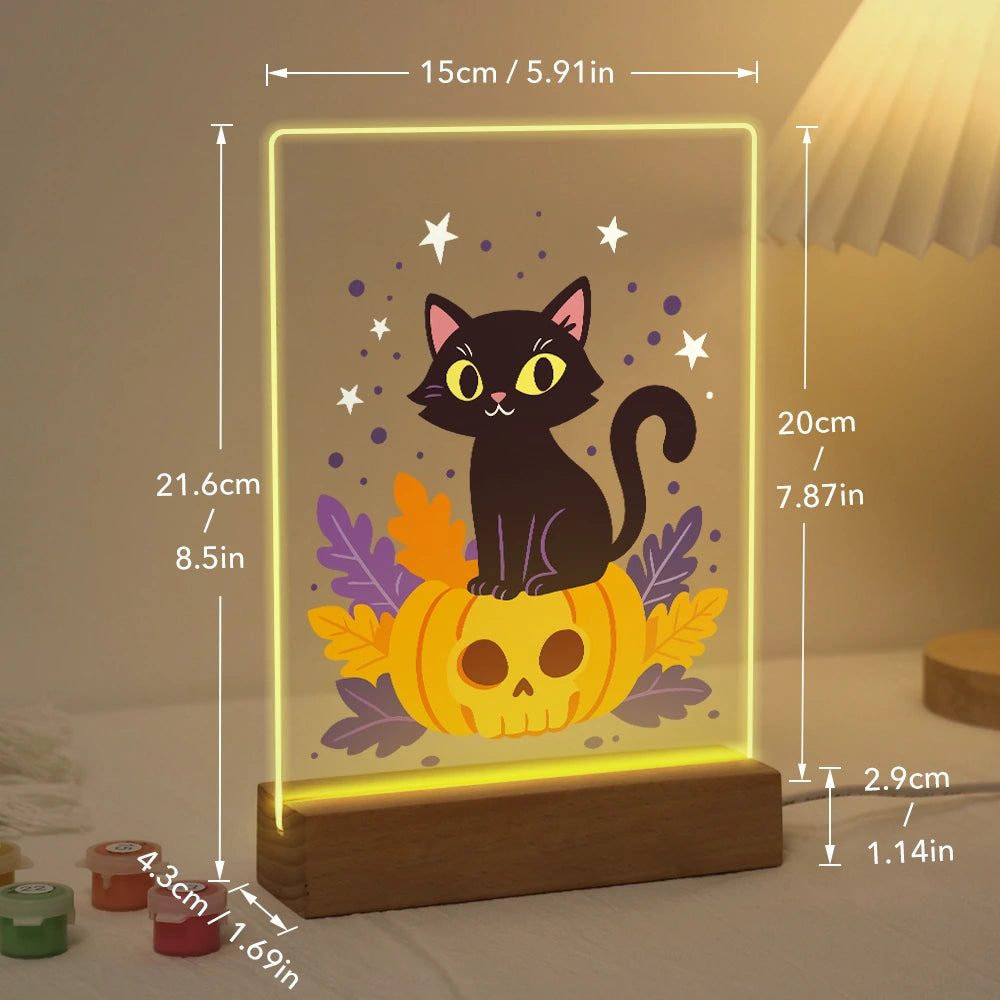
Paint by Numbers - Halloween Light | Black Cat on a Pumpkin