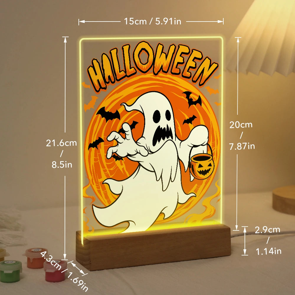 Paint by Numbers - Halloween Light | Ghost with Candy Bucket