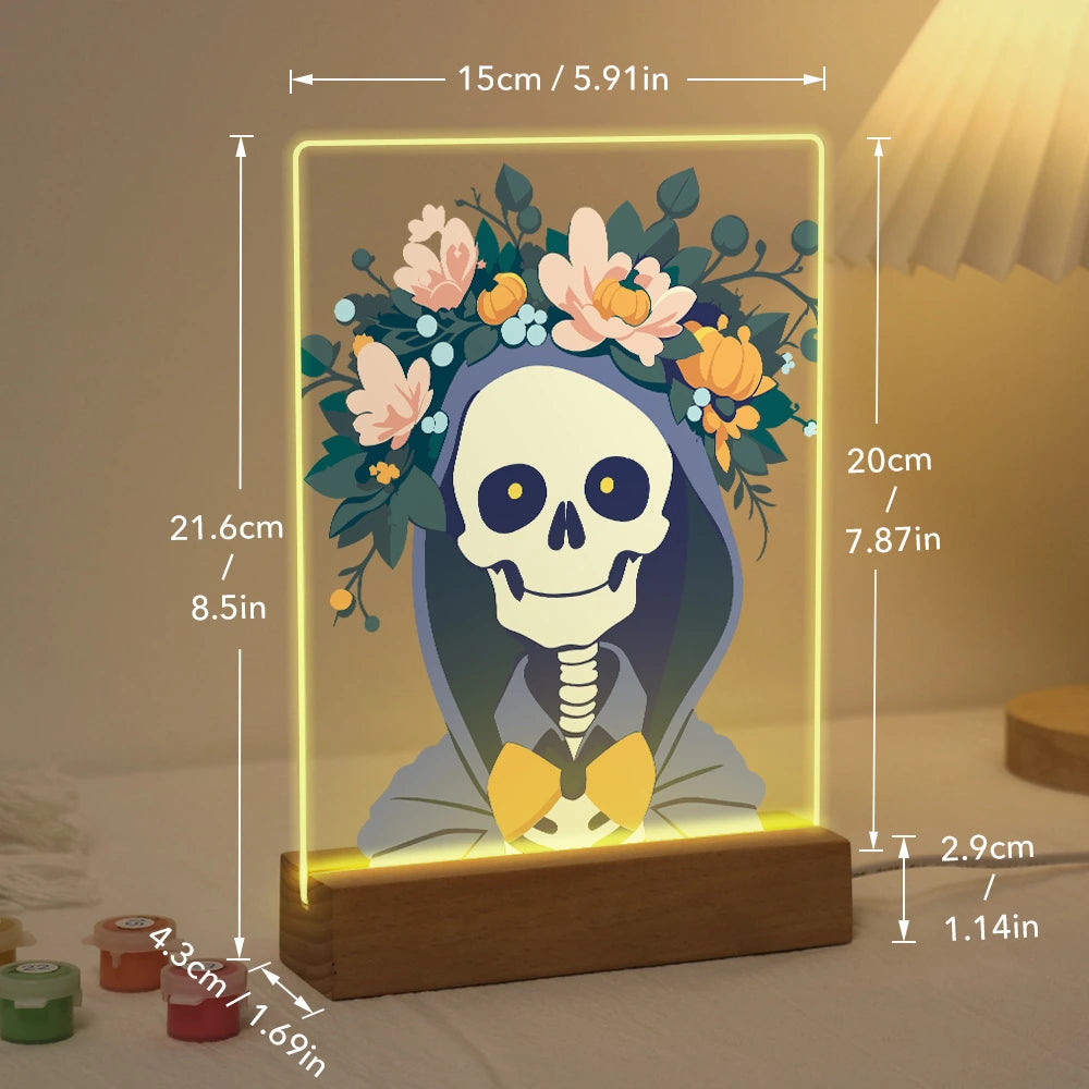 
Paint by Numbers - Halloween Light | Reaper with Flower Wreath