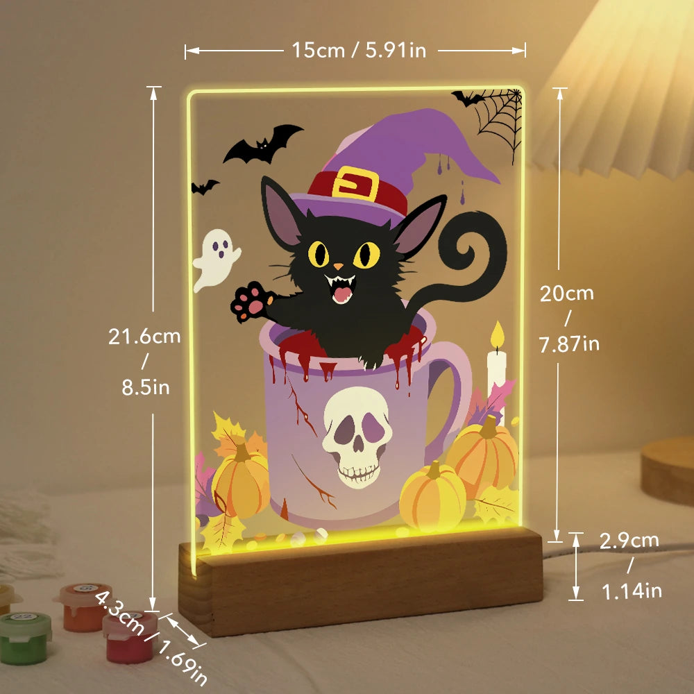 
Paint by Numbers - Halloween Light | Witch Cat in a Teacup