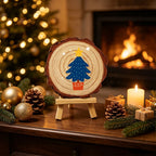 Paint by Numbers - Wood Slice | Blue Tree in a Pot