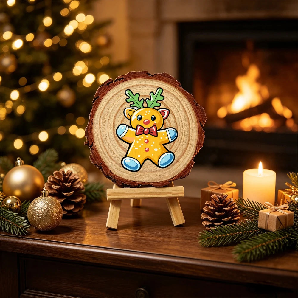 
Paint by Numbers - Wood Slice | Gingerbread Reindeer