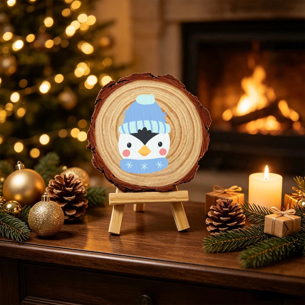 
Paint by Numbers - Wood Slice | Penguin in a Snowflake Sweater
