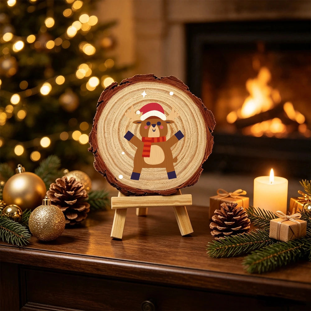 
Paint by Numbers - Wood Slice | Reindeer in a Scarf