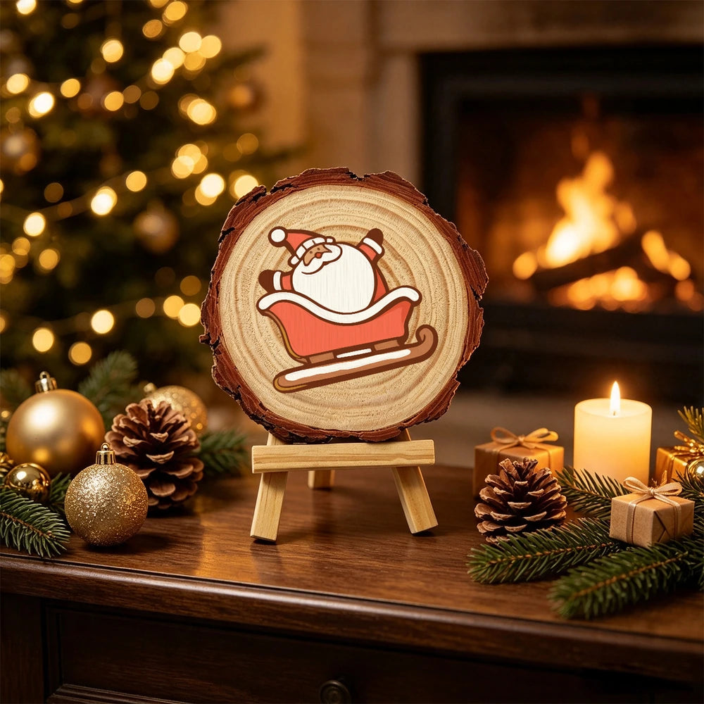 
Paint by Numbers - Wood Slice | Santa Sleigh Cookie